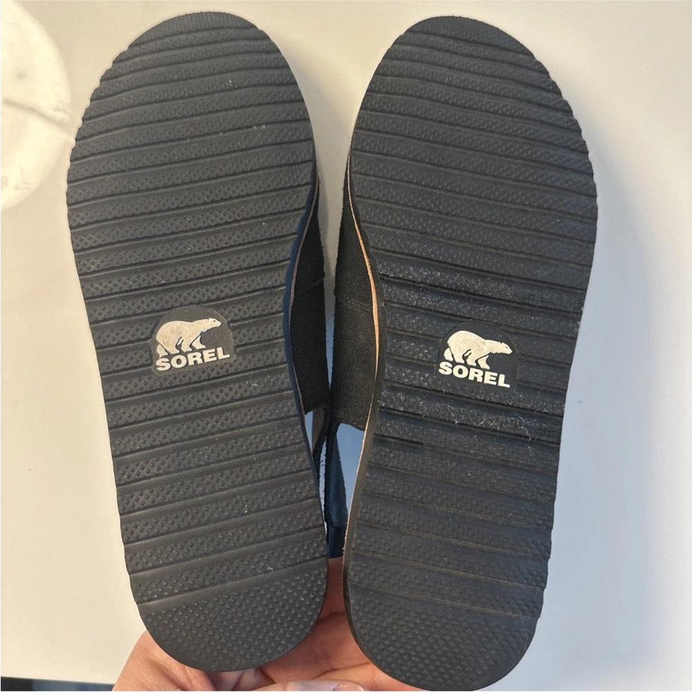 SOREL- Ella Slingback Mule Flats Shoes Shimmer Black Leather Size 8 - Picture 6 of 8